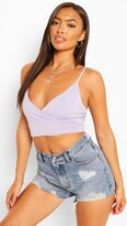 Thumbnail for your product : boohoo Petite Wrap Front Crop Top
