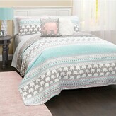 Thumbnail for your product : Lush Decor Twin 4pc Elephant Striped Quilt and Sham Set Turquoise/Pink