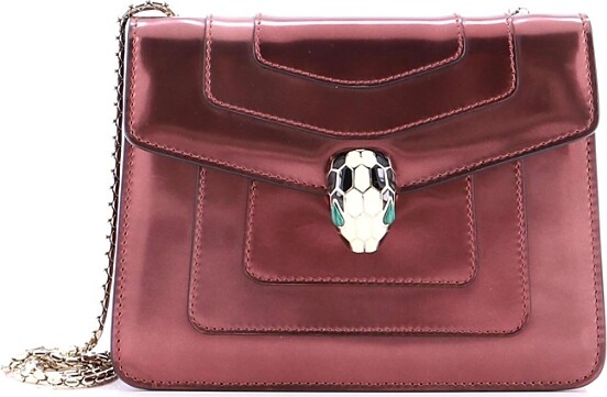 Pre-Owned Bvlgari Small Serpenti Forever Square Shoulder Bag Metallic Leather