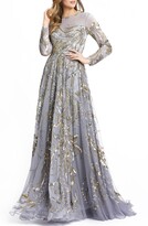 Thumbnail for your product : Mac Duggal Sequin Long Sleeve Mesh Gown
