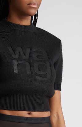 Tシャツ・カットソー *Alexander Wang* Cropped Crew Neck Sweater Alexander Wang High-Neck Cropped Sweatshirt in White | Lyst