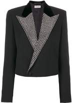 Thumbnail for your product : Saint Laurent crystal stud Iconic Le Smoking Spencer cropped jacket