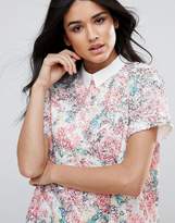 Thumbnail for your product : Endless Rose Short Sleeve Floral Shift Dress With Collared Detail