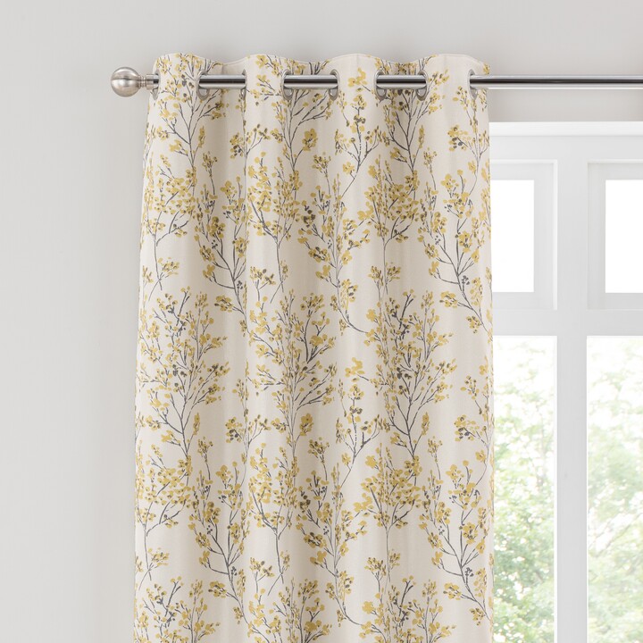 Dunelm Sakura Ochre Floral Blackout Eyelet Curtains Ochre ShopStyle