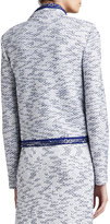 Thumbnail for your product : St. John Degrade Honeycomb Knit Jacket with Patch Pockets & Contrast Knit Trim