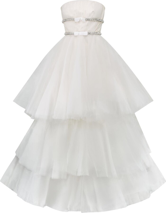 Oscar de la Renta 2016 Runway 2-looks-in-1 Three Tier Tulle Wedding Dress