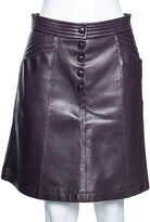 Purple Lambskin Leather Mini Skirt M 