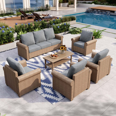 Alphamarts 7-person Outdoor Patio Rattan Sofa