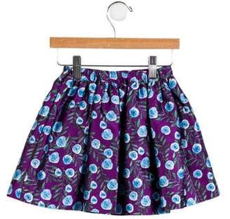 Oscar de la Renta Girls' Floral Silk-Blend Skirt w/ Tags violet Girls' Floral Silk-Blend Skirt w/ Tags