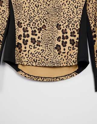 Pink Soda Sport diania fitness long sleeve top in leopard print