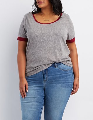 Charlotte Russe Plus Size Marled Ringer Tee