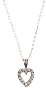 Lord & Taylor Sterling Silver And Cubic Zirconia Open-Heart Mini Pendant Necklace
