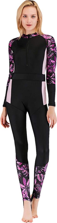 Akaeys Women's Full Body Swimsuit Rash Guard One Piece Long Sleeve Long Leg Swimwear with UV Sun Protection 