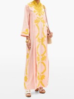 Thumbnail for your product : Gucci Floral Lace-applique Linen Kaftan - Light Pink