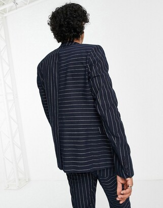 Twisted Tailor suit jacket with contrast pinstripes in navy
