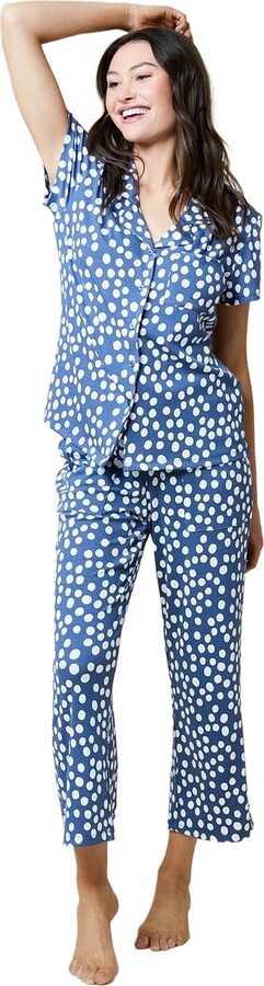 Softies Aria - Slim Notch Collar Top and Capri Pant Sleepwear Set