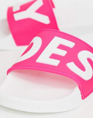 Pool' Slydes SLYDES logo pool sliders in neon pink