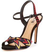 Thumbnail for your product : Schutz Embroidered Suede High Heel Sandal