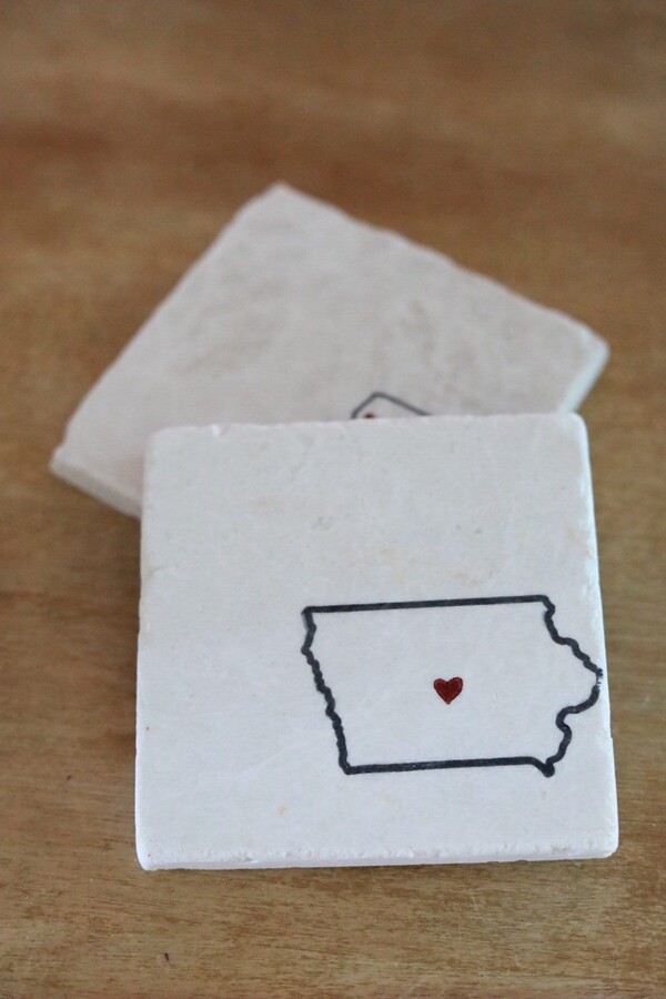 Etsy Iowa Marble Coaster Set - Drink Coaster Housewarming Gift - Marble Custom Tile Stone Coasters