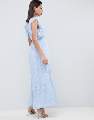 Forever New Embroidered Maxi Dress with Ruffle Detail