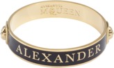 Thumbnail for your product : Alexander McQueen black and gold enamel logo skull bangle