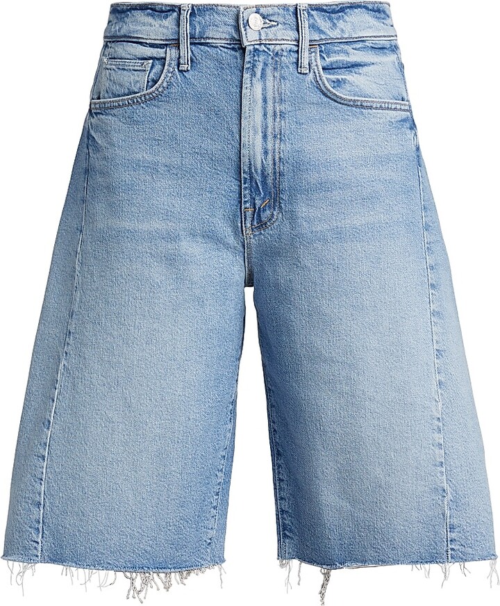 Mother Women's The Half-Pipe Bermuda Frayed Denim Shorts - Sow Surreal - Size 25