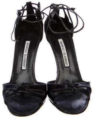 Manolo Blahnik Leather Lace-Up Sandals