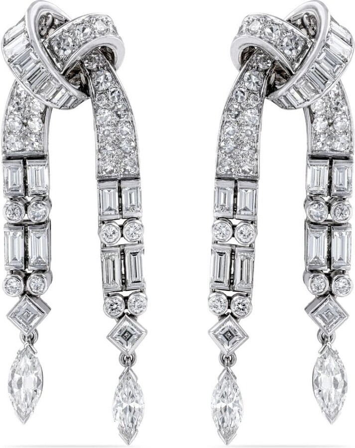 Pragnell Vintage platinum Art Deco diamond drop earrings ShopStyle