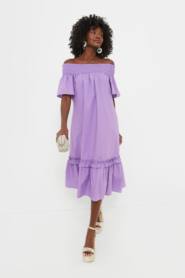 Hyacinth House Purple Shirred Capri Midi Dress - ShopStyle