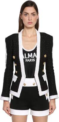 Balmain Lurex Tweed Blazer W/ Gold Buttons