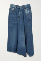 Asymmetric Denim Midi Skirt - Blue 