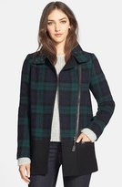 Thumbnail for your product : Mackage 'Berta' Asymmetrical Wool Blend Plaid Coat