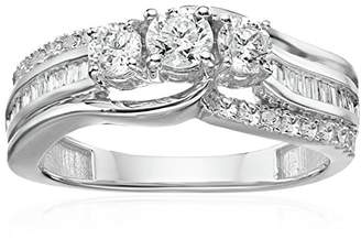 14k Gold Round Diamond 3-Stone Bridge Engagement Ring (1cttw
