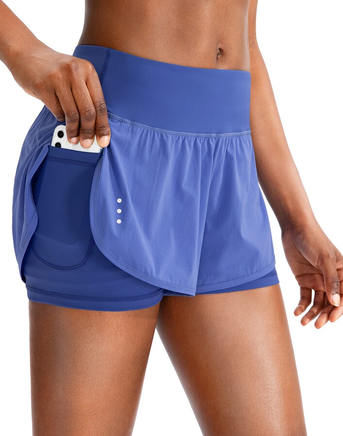 CADMUS 2 in 1 Women's Workout Shorts for Athletic Gym Running Shorts with  Phone Pockets