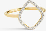 Monica Vinader Womens Yellow Gold Riva 18ct Yellow-Gold Vermeil Plated Sterling-Silver and 0.045ct Diamond Ring Q