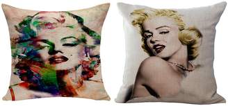 Monroe BQYGO BQ 2Pcs Cushion Cover Retro Vintage Film Star Sexy Goddess Marilyn Pattern Pillow Case 18 x 18 Inches Cotton Linen Blend Square Throw Pillow Cover Cushion for Couch Home Decor
