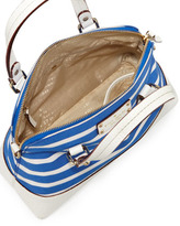Thumbnail for your product : Kate Spade Grove Court Striped Maise Satchel Bag, Azure Blue/White