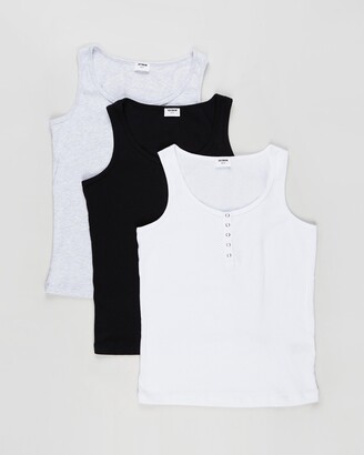 Cotton On Maternity Women's Black Maternity Singlets - 3-Pack Maternity Henley Tank - The Iconic Exclusive