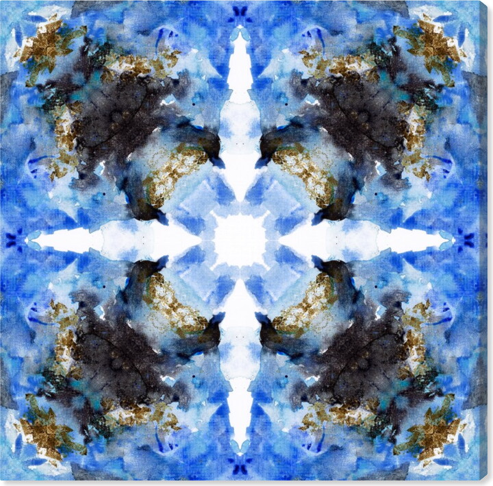 Wynwood Studio Abstract Modern Canvas Art - Blue And Gold Kaleidoscope, Wall Art for Living Room, Bedroom, and Bathroom, 20 in x 20, Home Decor