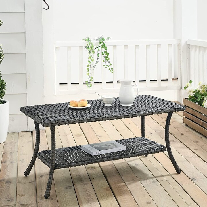 Gymojoy Outdoor Patio Furniture Coffee Table Rattan PE Wicker Table ...