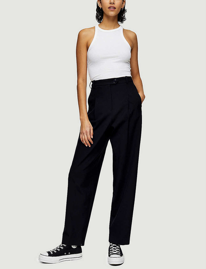 Topshop Boutique high-rise stretch-woven peg trousers - ShopStyle Pants