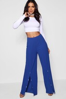 Thumbnail for your product : boohoo Popper Front Crepe Wide Leg Pants