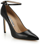 Thumbnail for your product : Manolo Blahnik BB Leather Ankle-Strap Pumps