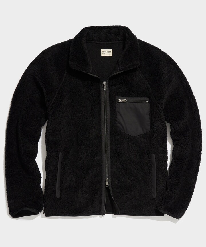 Todd Snyder Adirondack Fleece Full-Zip Jacket in Black - ShopStyle