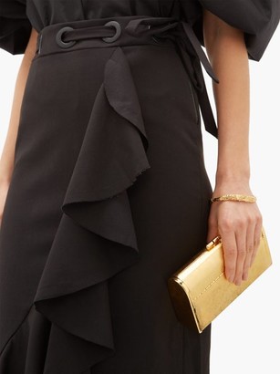 Johanna Ortiz Asymmetric Ruffled Cotton-blend Midi Skirt - Black