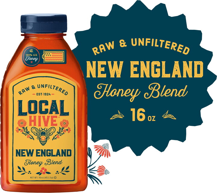 Local Hive, Raw & Unfiltered, 100% U.S. New England Honey Blend, 16 oz Bottle