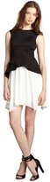 Thumbnail for your product : Wyatt black and white colorblocked peplum pleated skirt dress