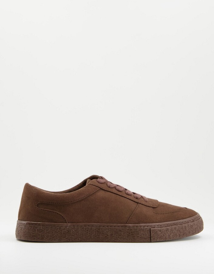 ASOS DESIGN lace up trainers in brown - ShopStyle