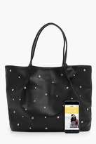 Thumbnail for your product : boohoo Agatha Diamante and Stud Tote Bag
