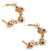 Thumbnail for your product : Oscar de la Renta Crystal-Adorned Floral Hoop Earrings/2.5"